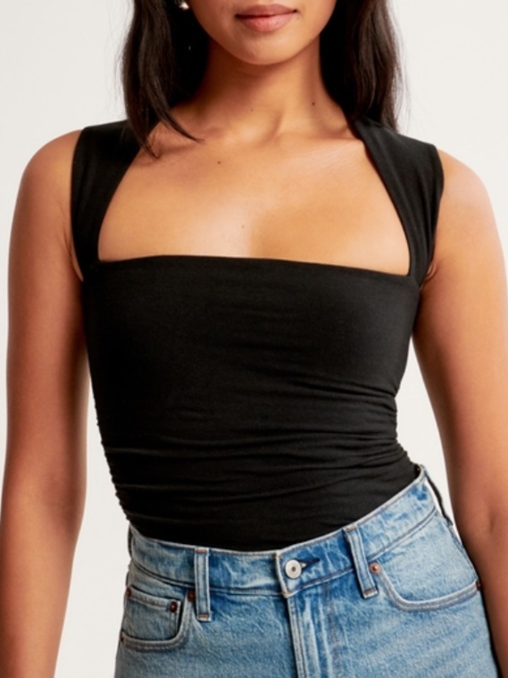 Abercrombie & Fitch Black Ribbed Logo Tee